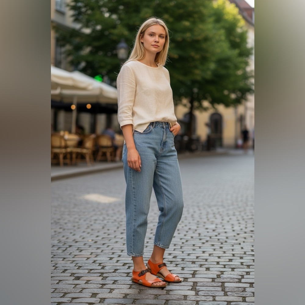 Bueno Orange Crush Leather Sandals